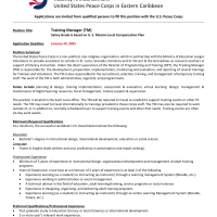 United States Peace Corps in Eastern Caribbean - Training Manager